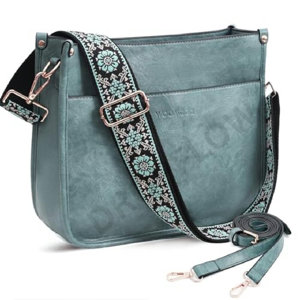 Vegan Leather Hobo Shoulder Bag Crossbody Adjustable Straps Chic Spacious - Picture 2 of 8